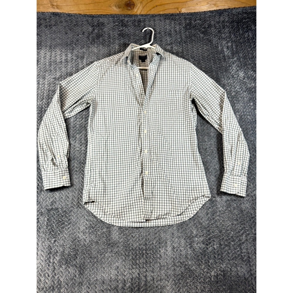 J.Crew Thompson Dress Shirt Mens 15-15.5 Green White Flex Wrinkle Free Formal